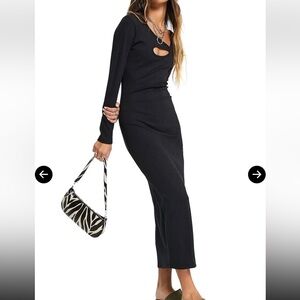 NWT TOPSHOP Asymmetric Rib Long Sleeve Cutout Midi Dress - sz 6